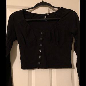 Me To We Black Long Sleeve Crop Top Size S